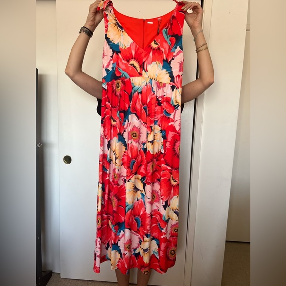 NWT T Tahari Orange Floral Print Maxi Dress - Picture 1 of 6